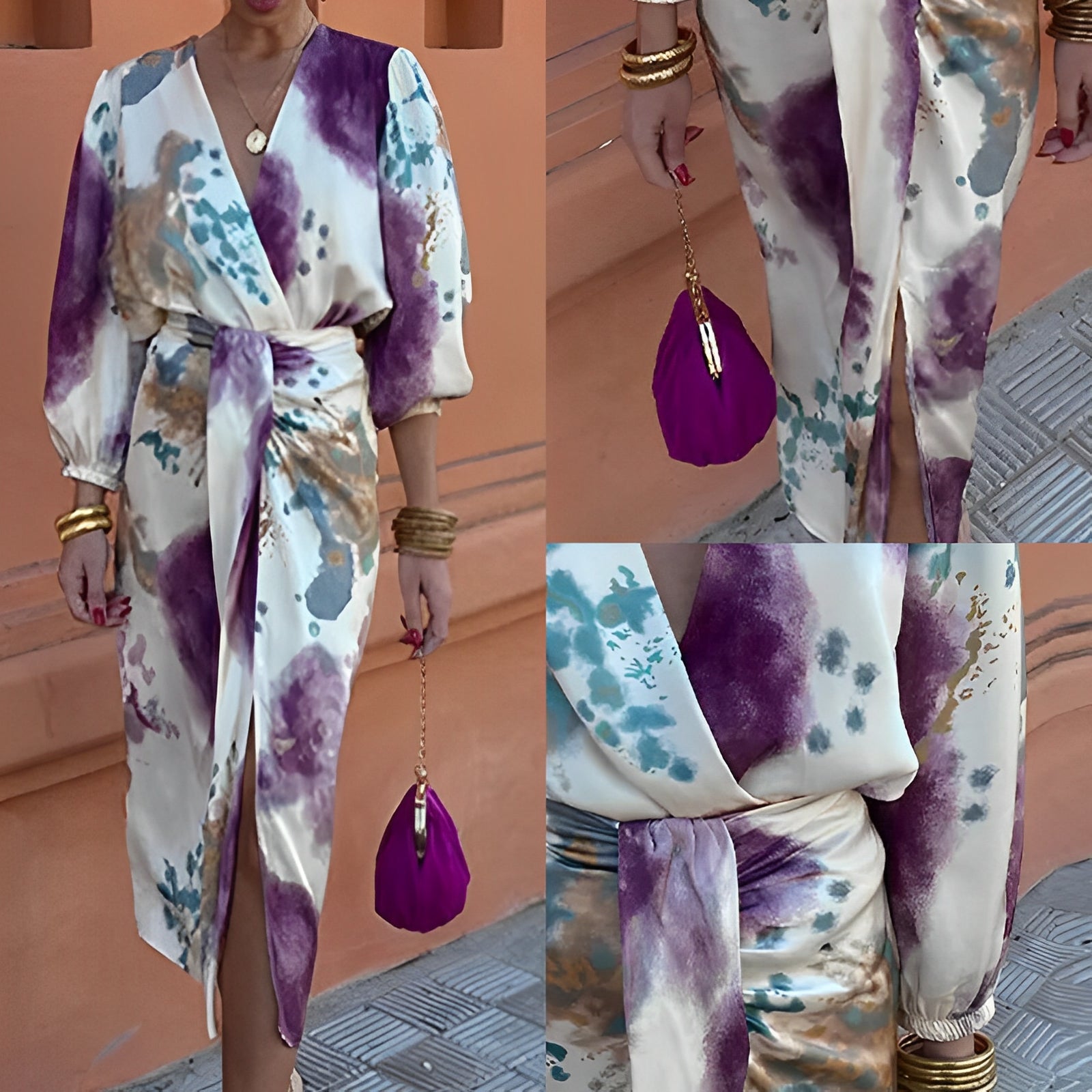 Jazmyn - Fashionable V-Neck Dress