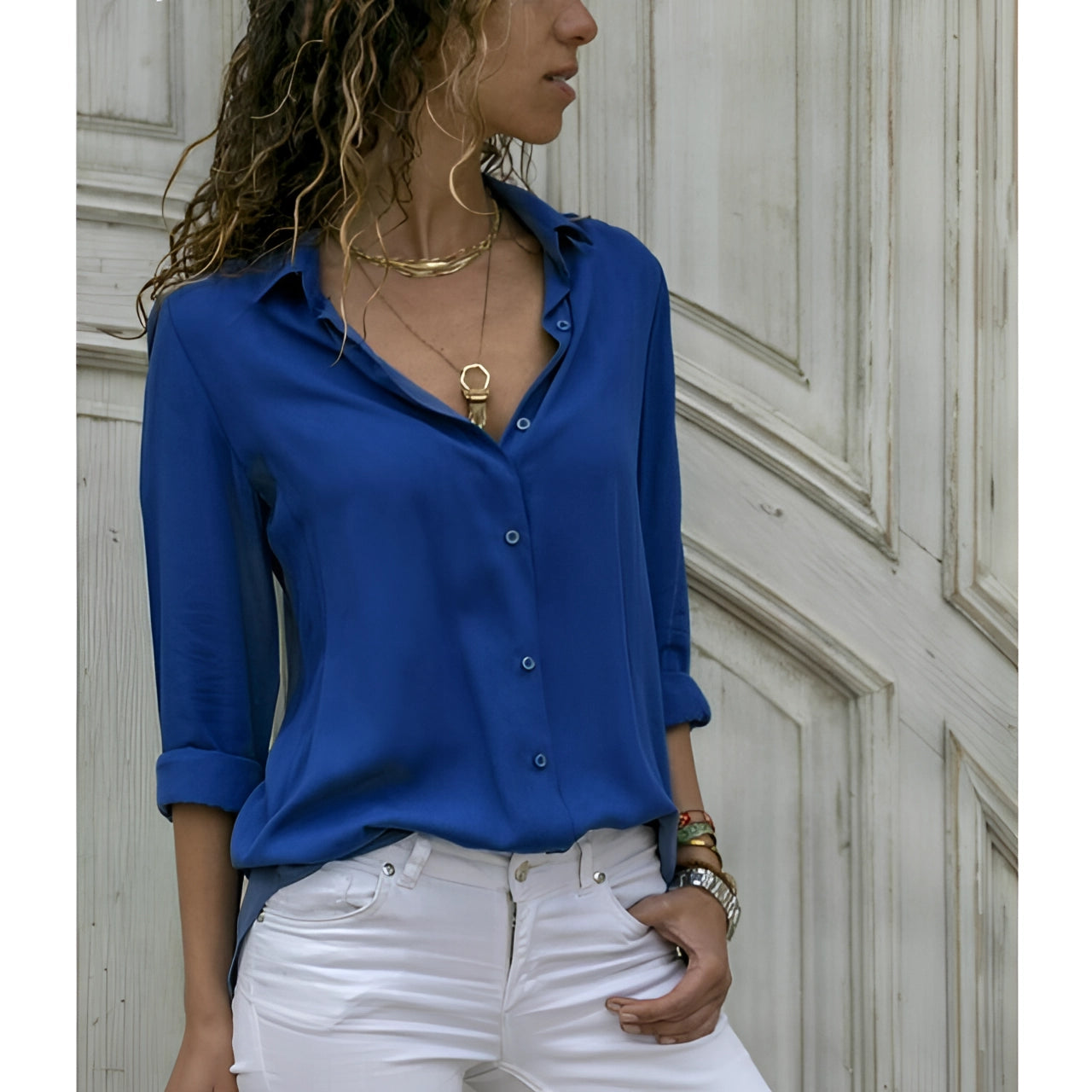 Jordana - Long Sleeve Silk Blouse for Women