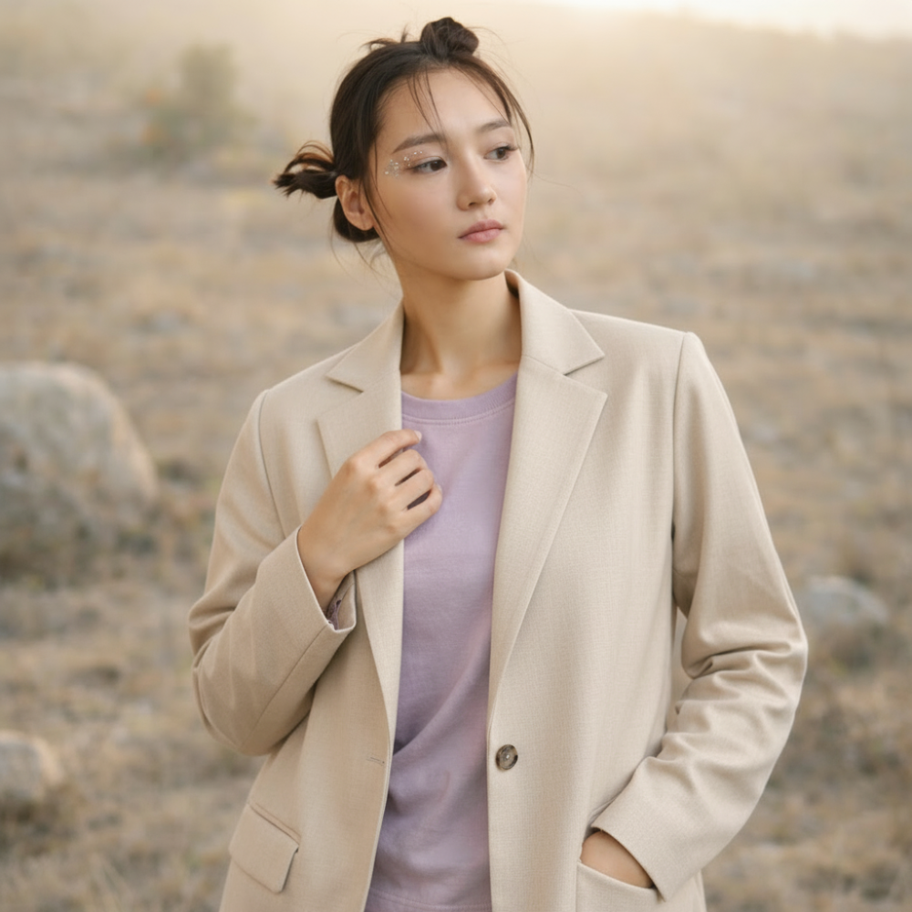 Beige Linen Blazer