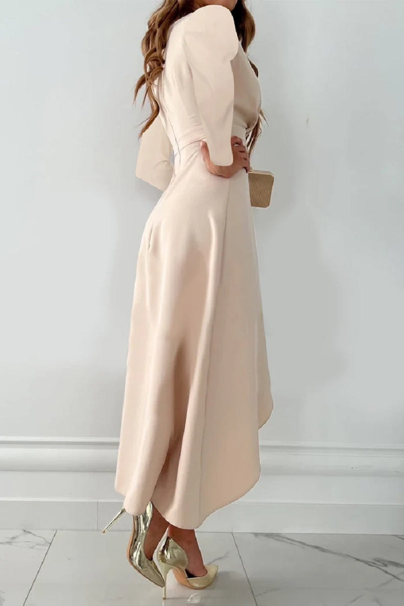 Cherry - Elegant Solid Color Pleated Dress