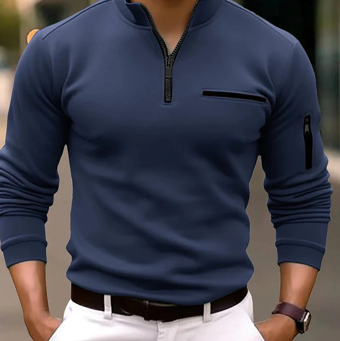 Jonas - Sweater for men with quarter zip