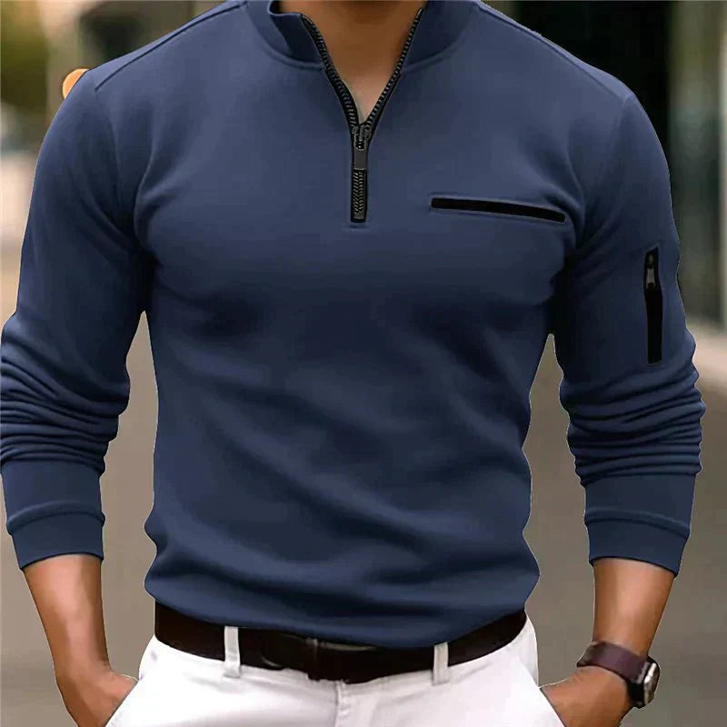 Jonas - Sweater for men with quarter zip